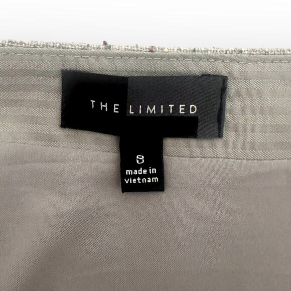 The Limited Tweed Mock Wrap Mini Skirt Size 8 Gray Speckled Button - Picture 4 of 9